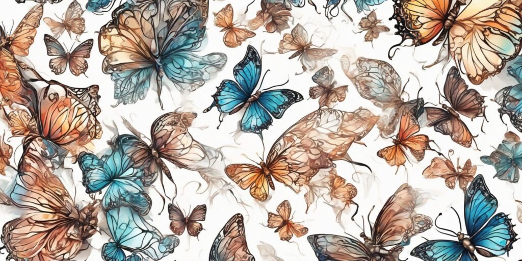 Metamorphosis in illustration style with gradients and white background