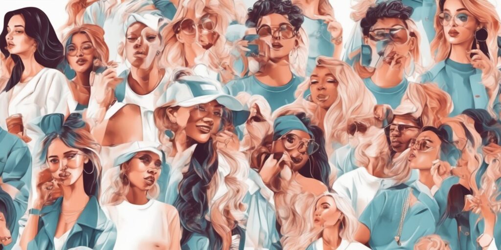 Influencers in illustration style with gradients and white background