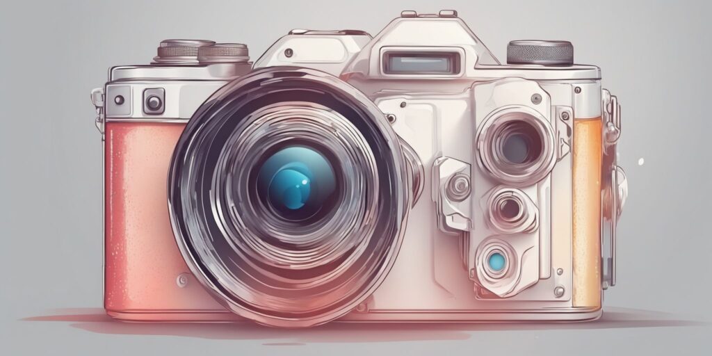camera in illustration style with gradients and white background