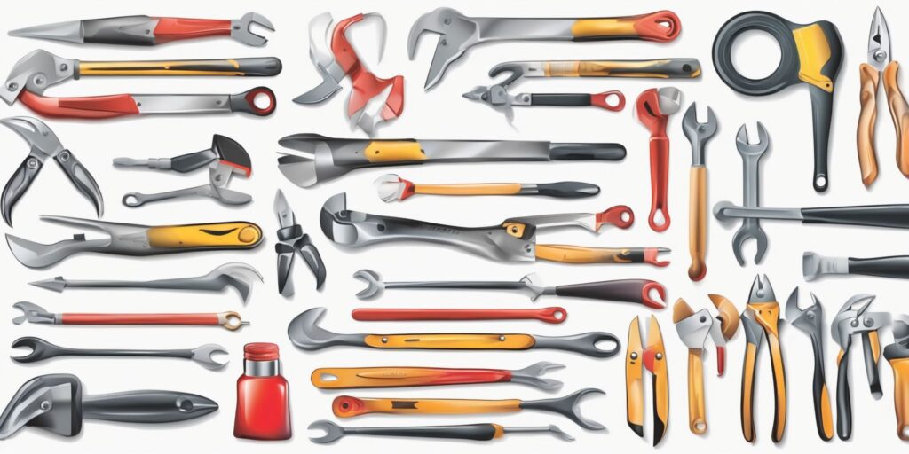 tools in illustration style with gradients and white background