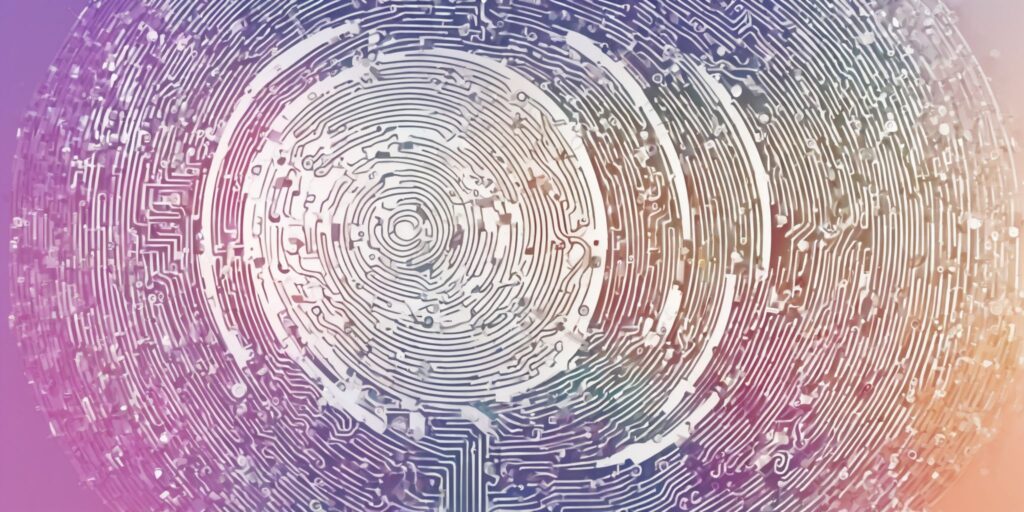 Digital encryption in illustration style with gradients and white background
