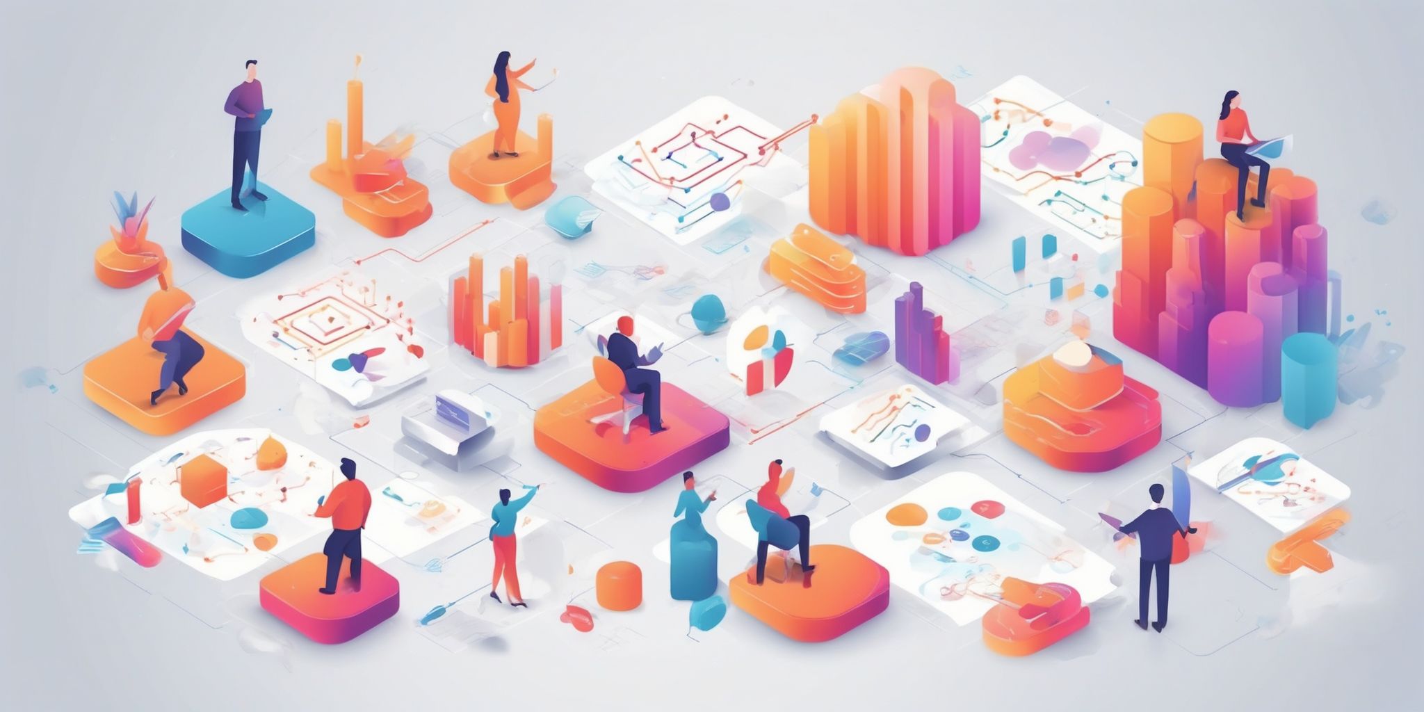 strategy in illustration style with gradients and white background