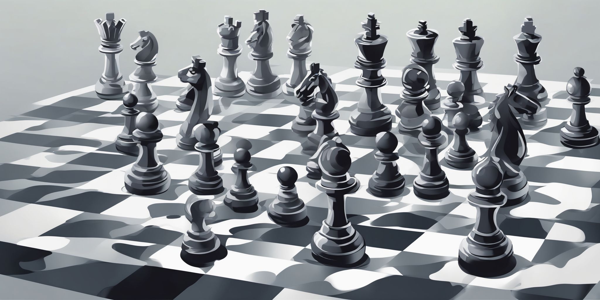Digital chess in illustration style with gradients and white background