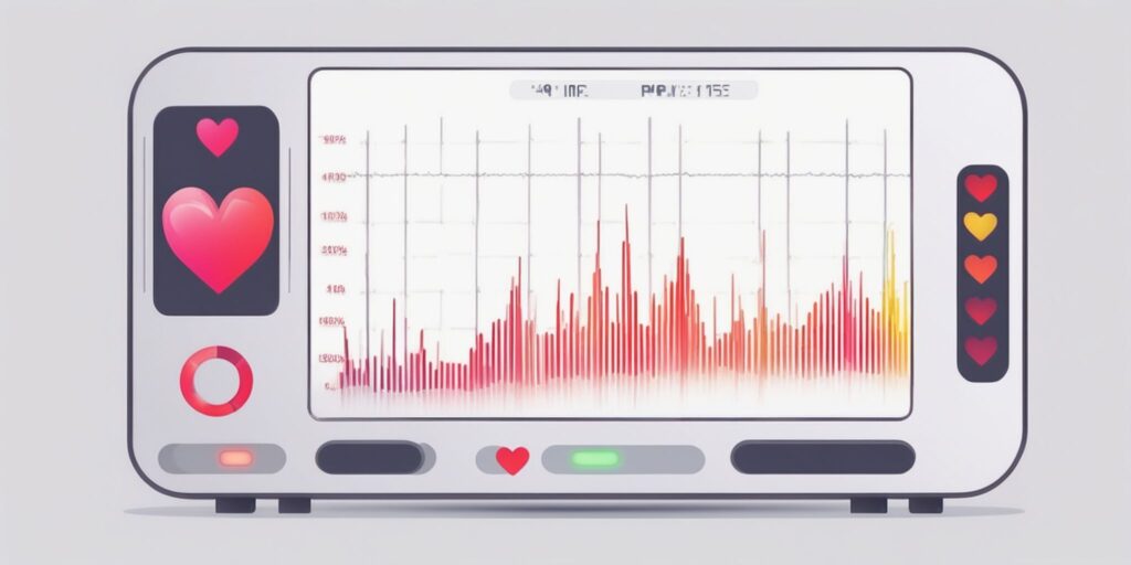 Heart rate monitor in illustration style with gradients and white background