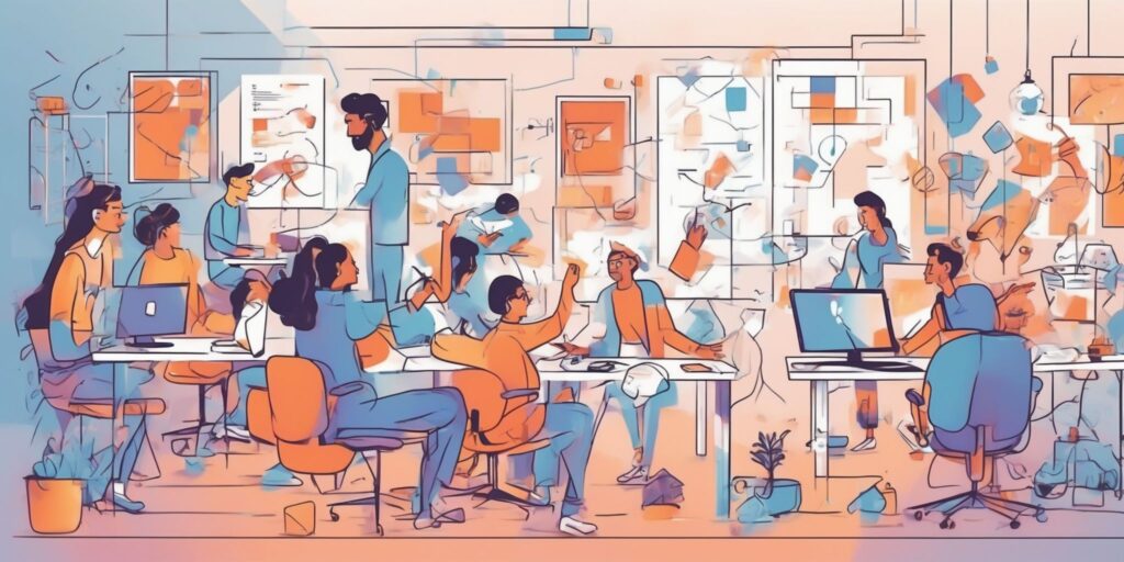 problem-solving in illustration style with gradients and white background
