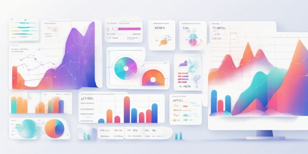 analytics in illustration style with gradients and white background