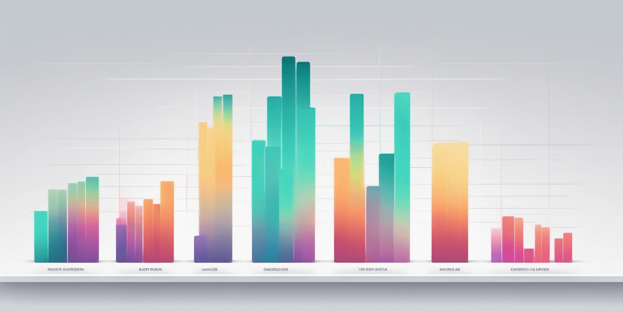 Bar chart in illustration style with gradients and white background