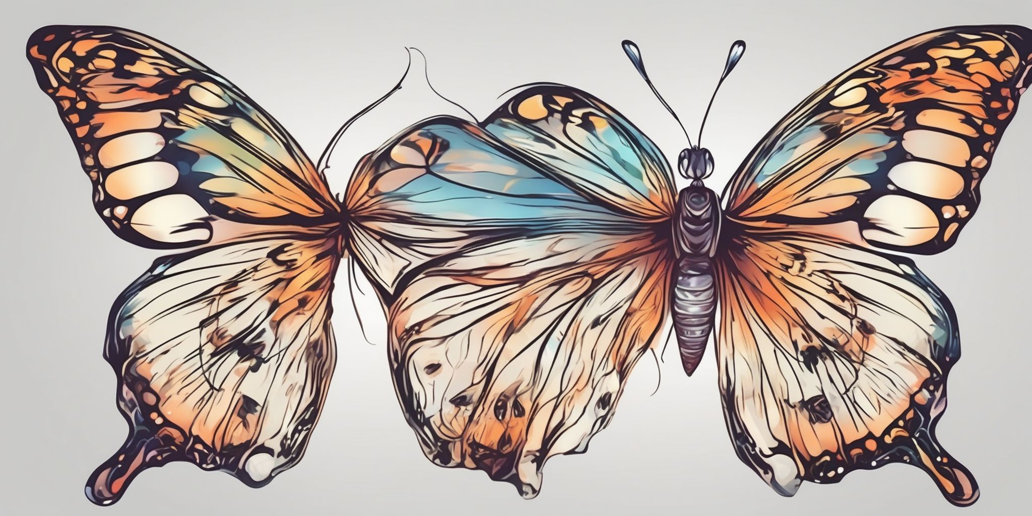 Butterfly in illustration style with gradients and white background