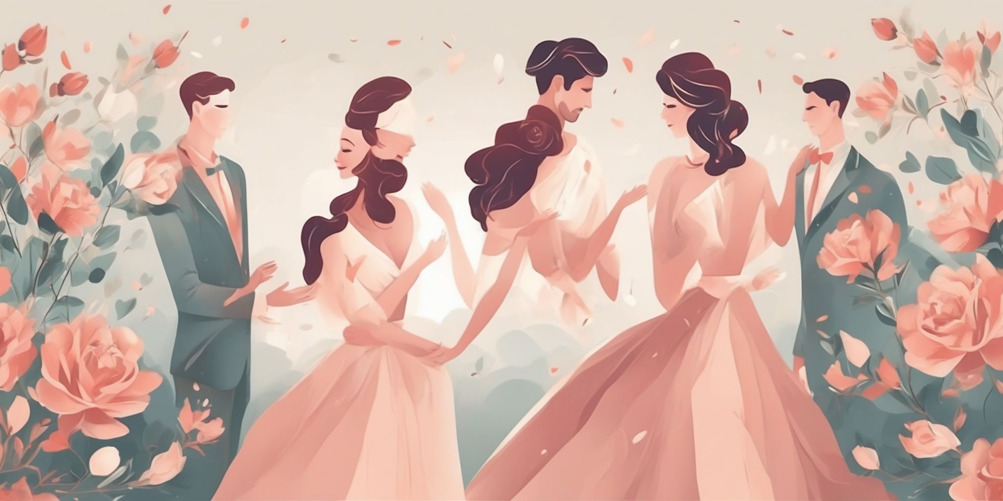 Engagement in illustration style with gradients and white background