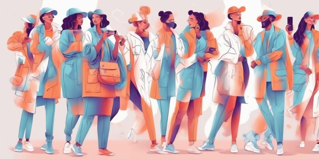 influencer in illustration style with gradients and white background