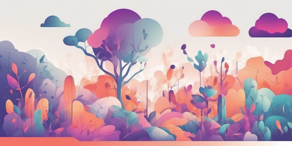 relevance in illustration style with gradients and white background