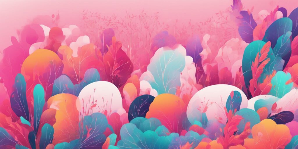Vibrant aesthetics in illustration style with gradients and white background