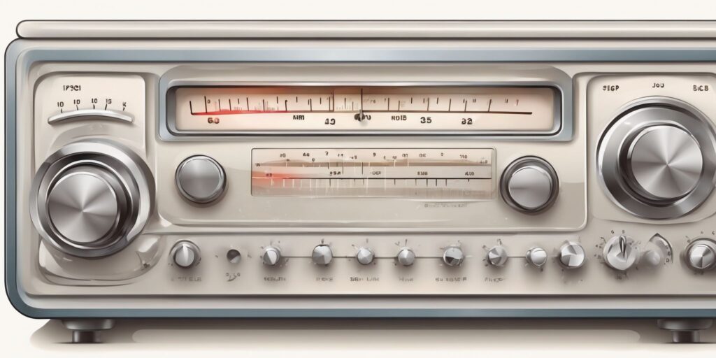 Tuning knobs on a radio in illustration style with gradients and white background