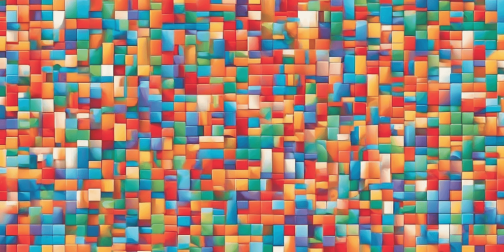 Building blocks in illustration style with gradients and white background