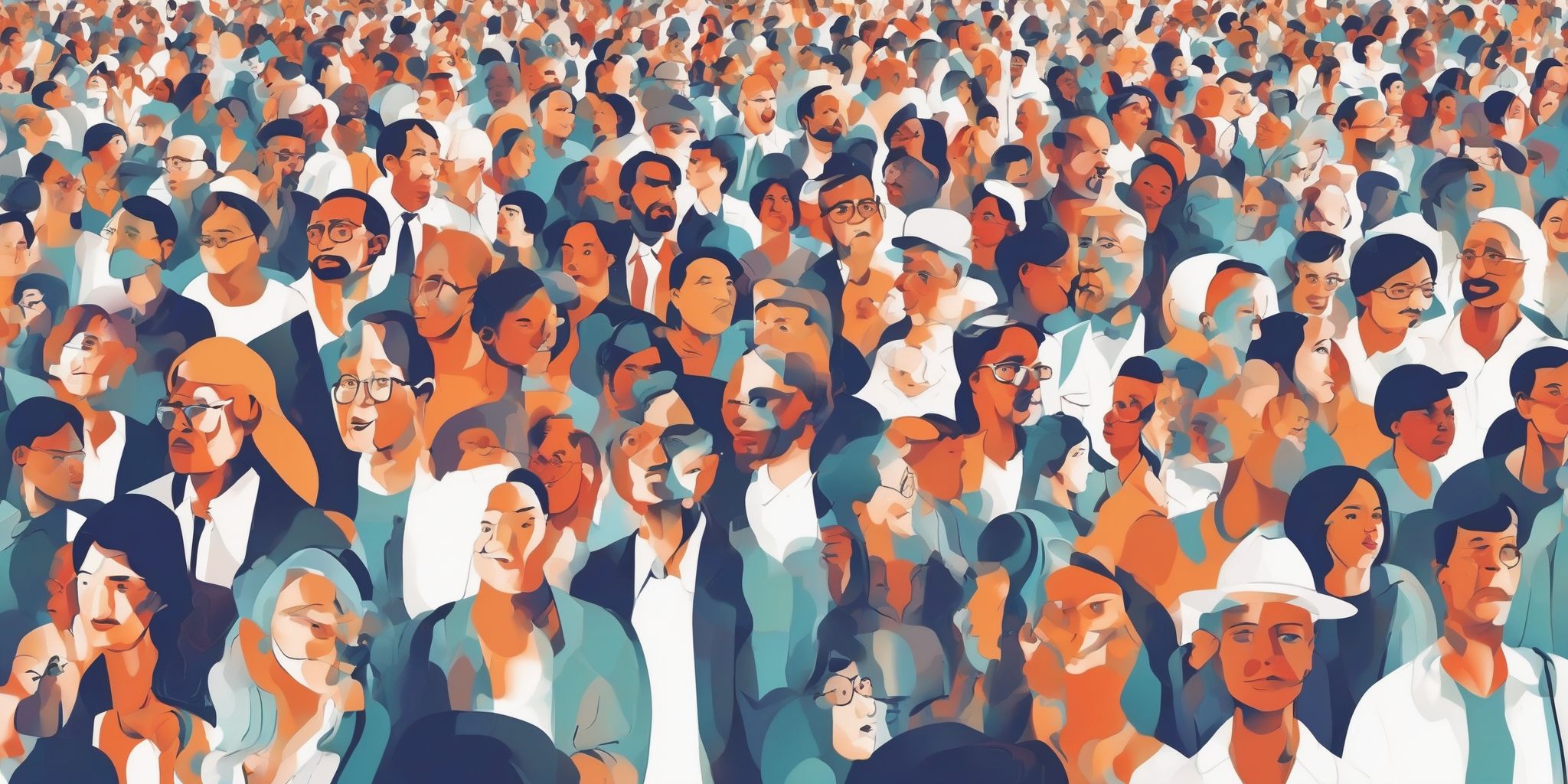 Crowd in illustration style with gradients and white background