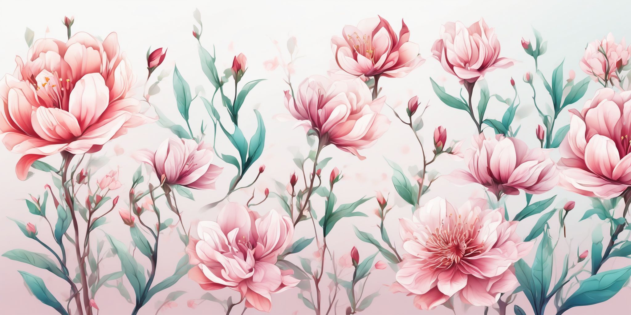 Blossoming in illustration style with gradients and white background