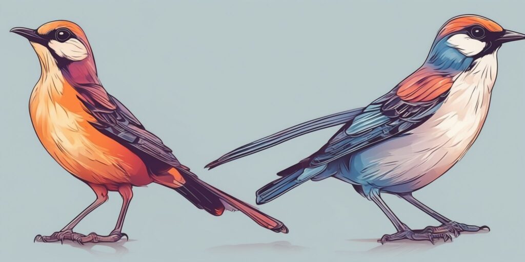 bird in illustration style with gradients and white background