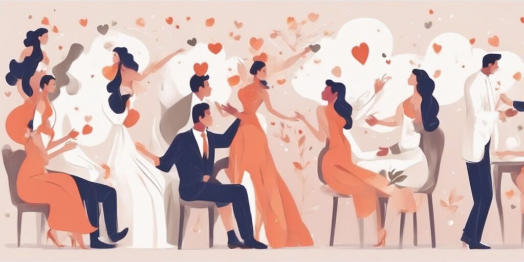 engagement in illustration style with gradients and white background