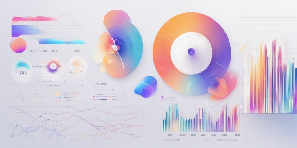 data in illustration style with gradients and white background