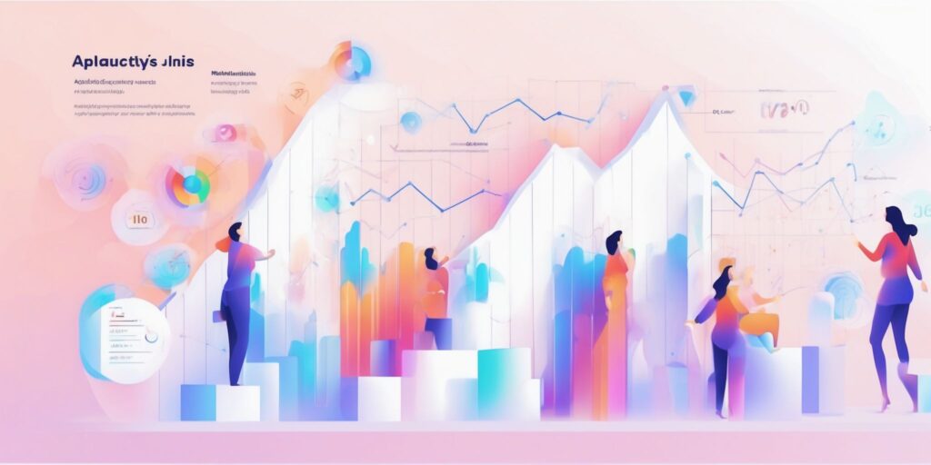 Analytics in illustration style with gradients and white background