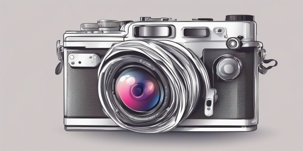 camera in illustration style with gradients and white background