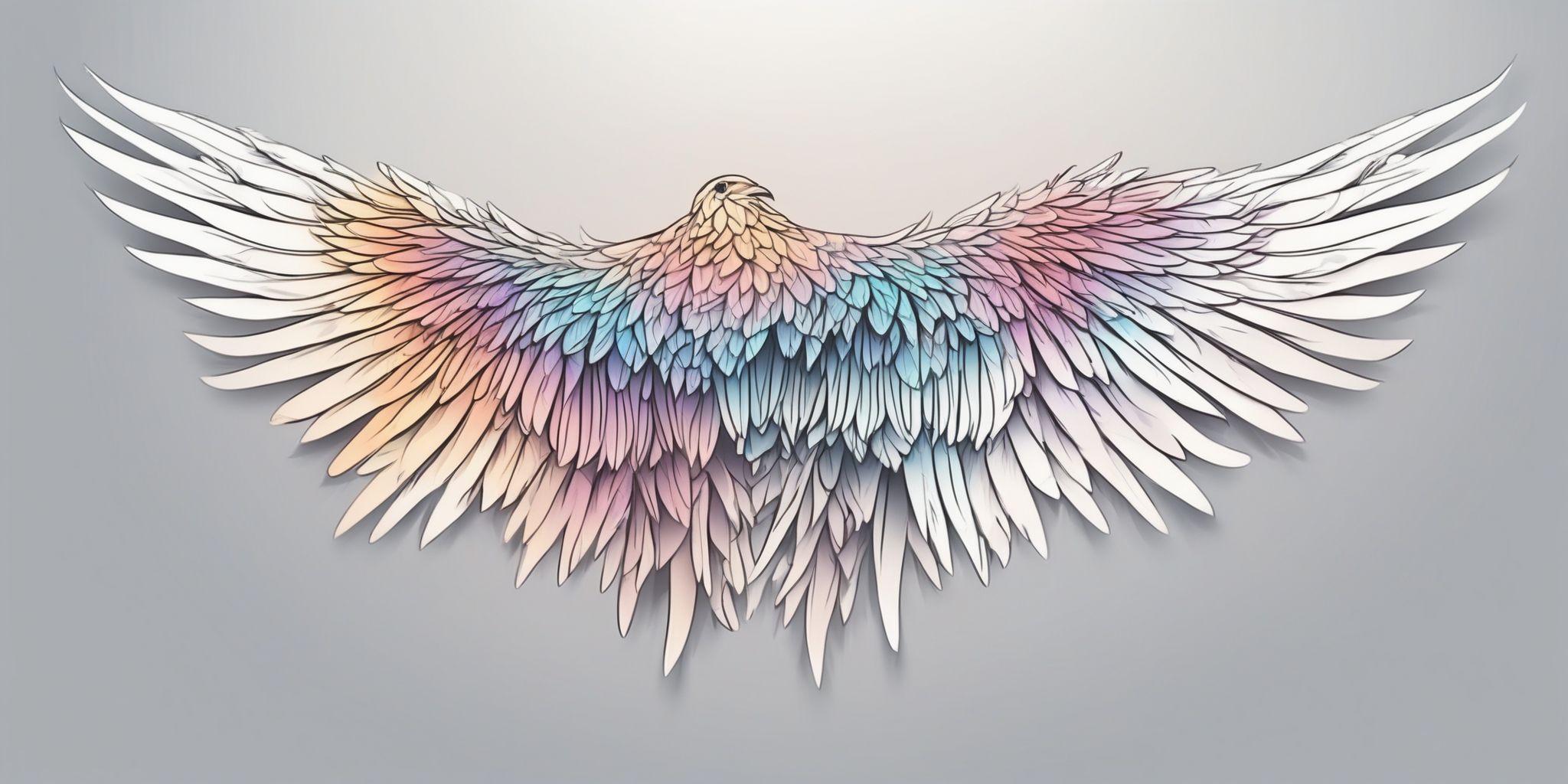 bird's wings in illustration style with gradients and white background