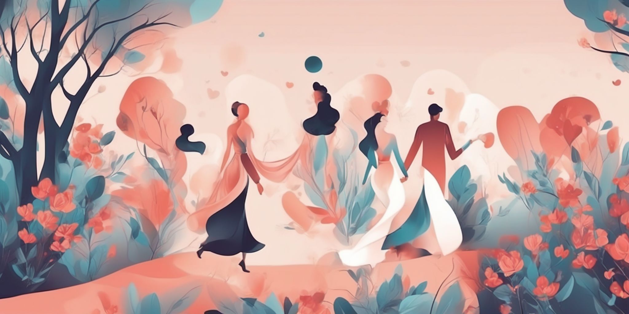 engagement in illustration style with gradients and white background