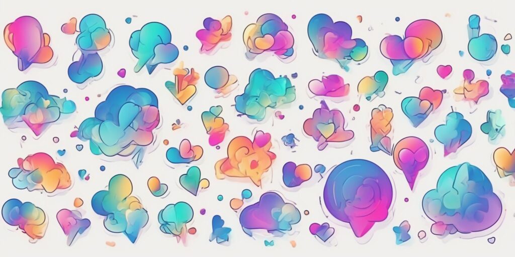 Likes in illustration style with gradients and white background