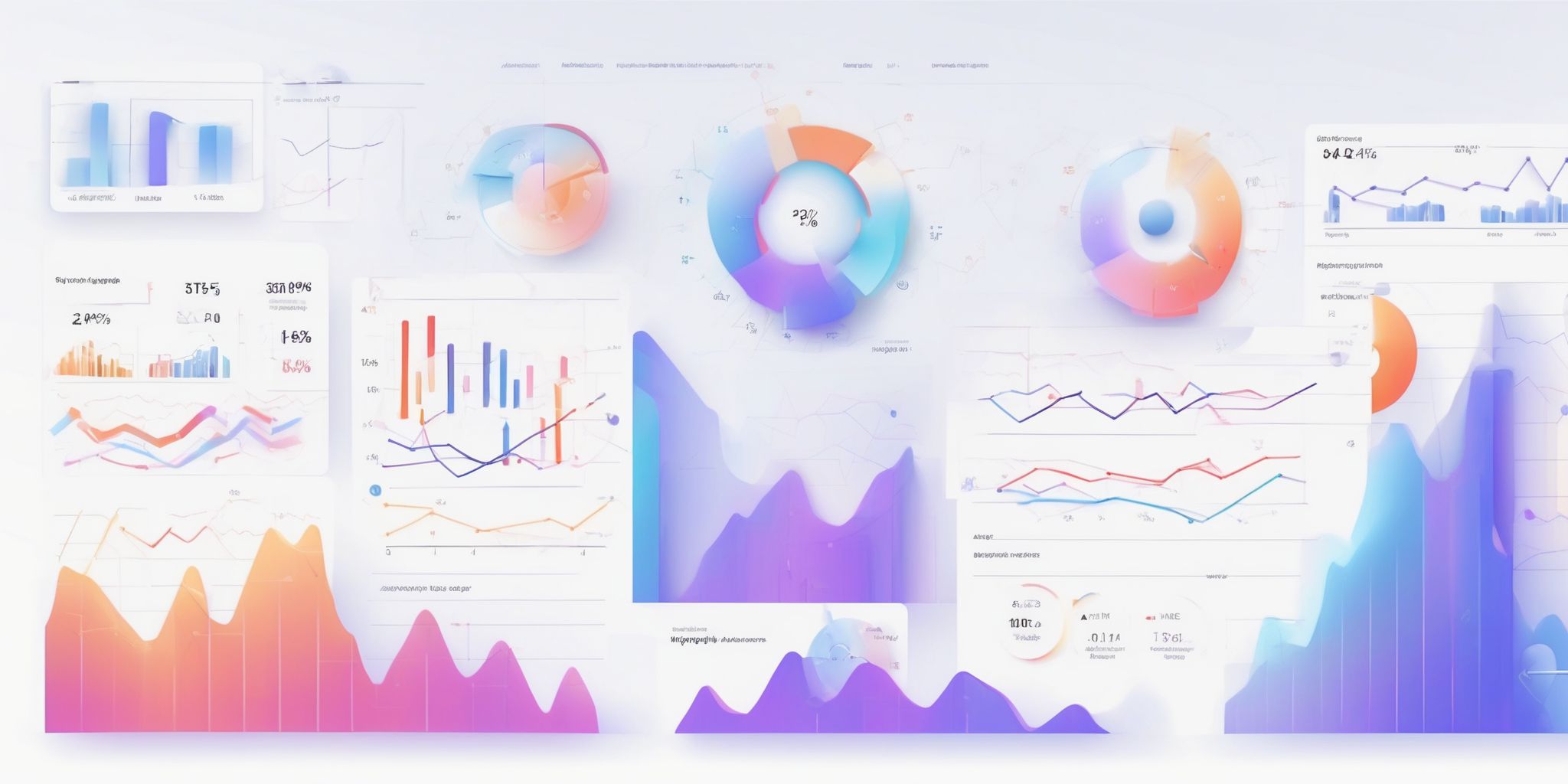 analytics in illustration style with gradients and white background