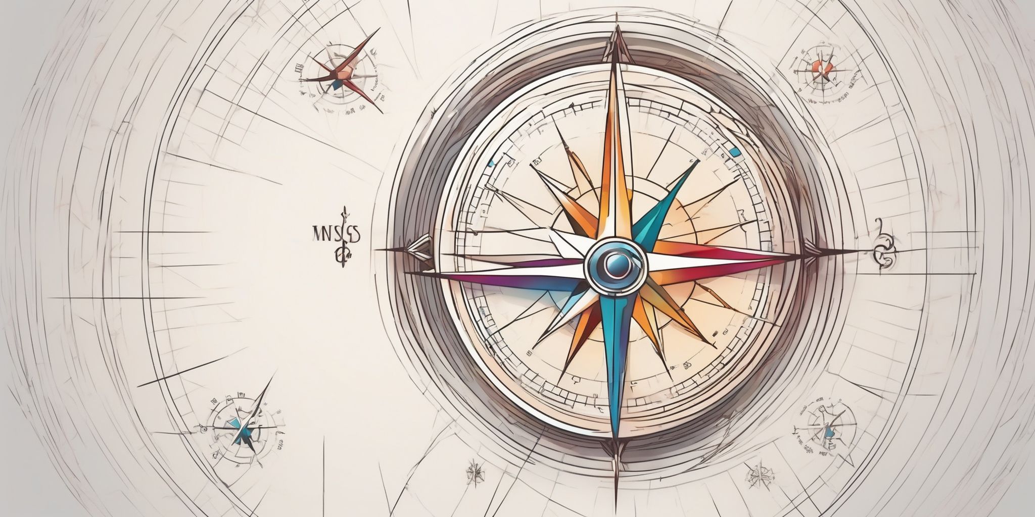 Insights compass in illustration style with gradients and white background