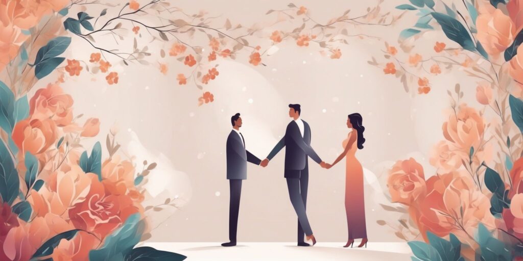 Engagement in illustration style with gradients and white background