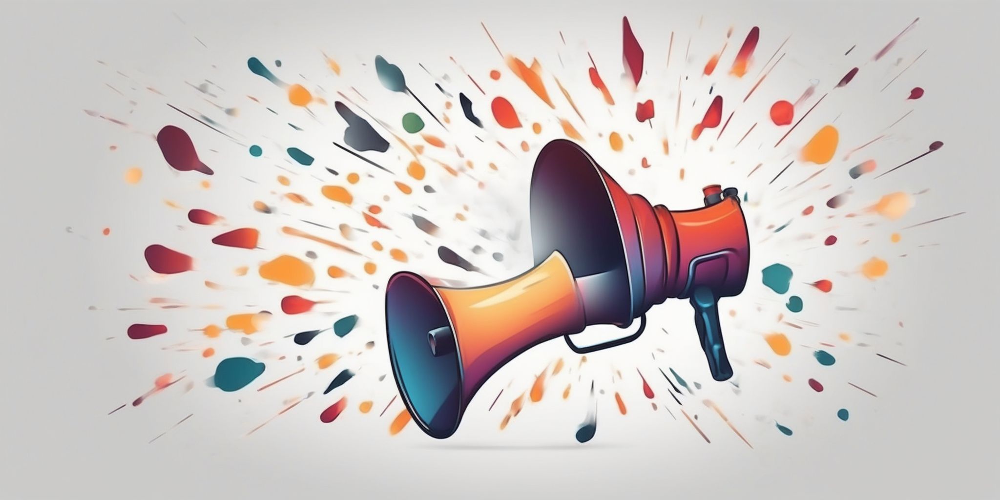Megaphone for reaching out in illustration style with gradients and white background