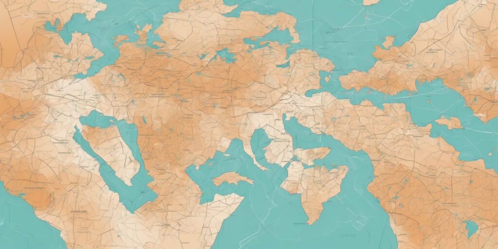 map in illustration style with gradients and white background