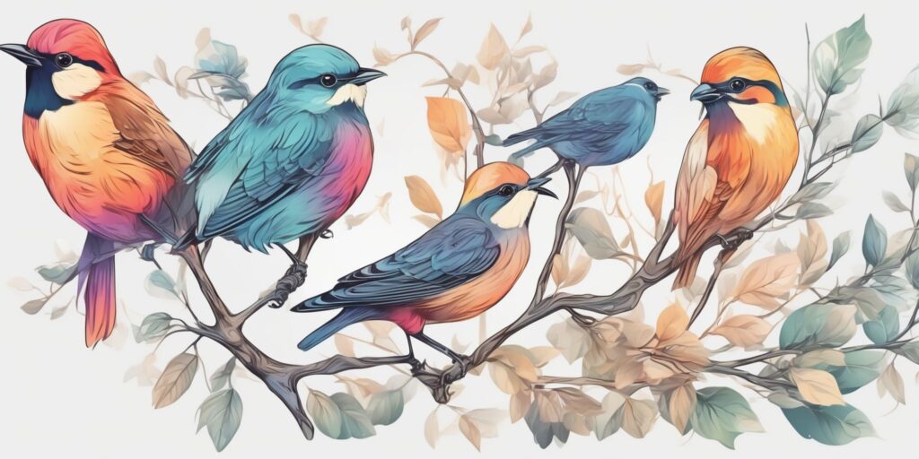 Bird in illustration style with gradients and white background