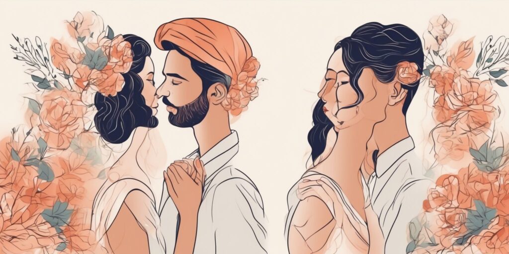 Engagement in illustration style with gradients and white background