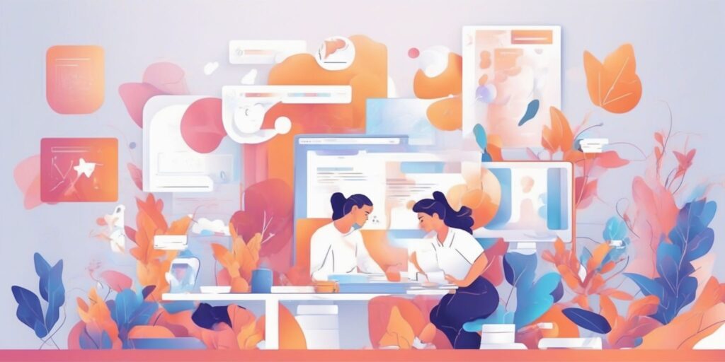Content creation tips in illustration style with gradients and white background