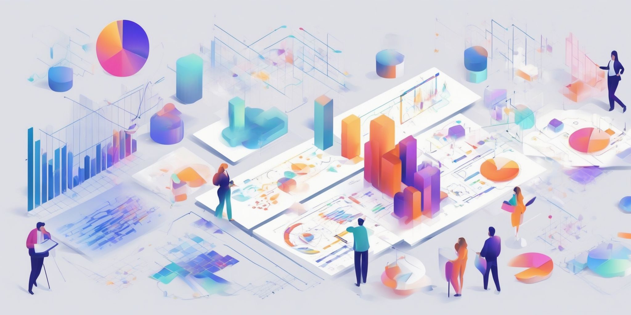 Data analysis in illustration style with gradients and white background