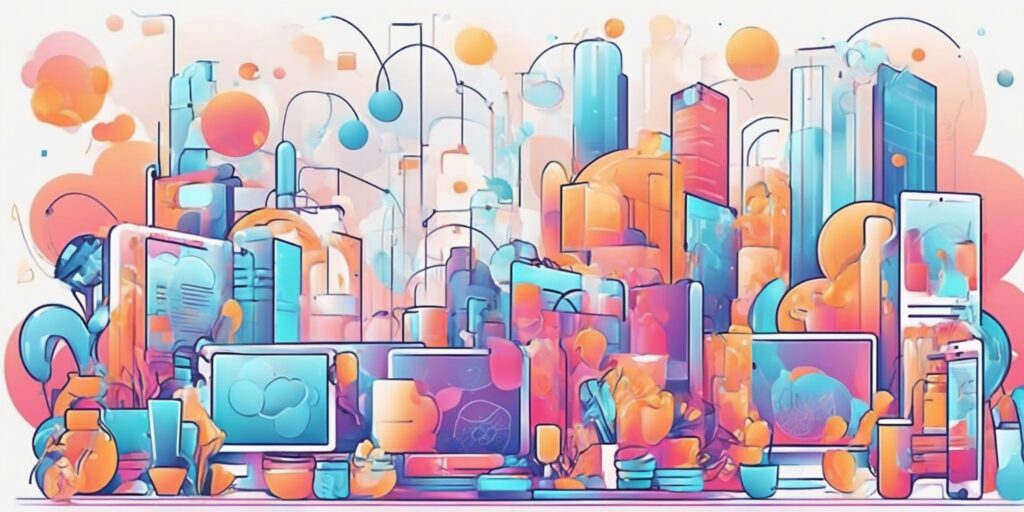 advertising budget in illustration style with gradients and white background