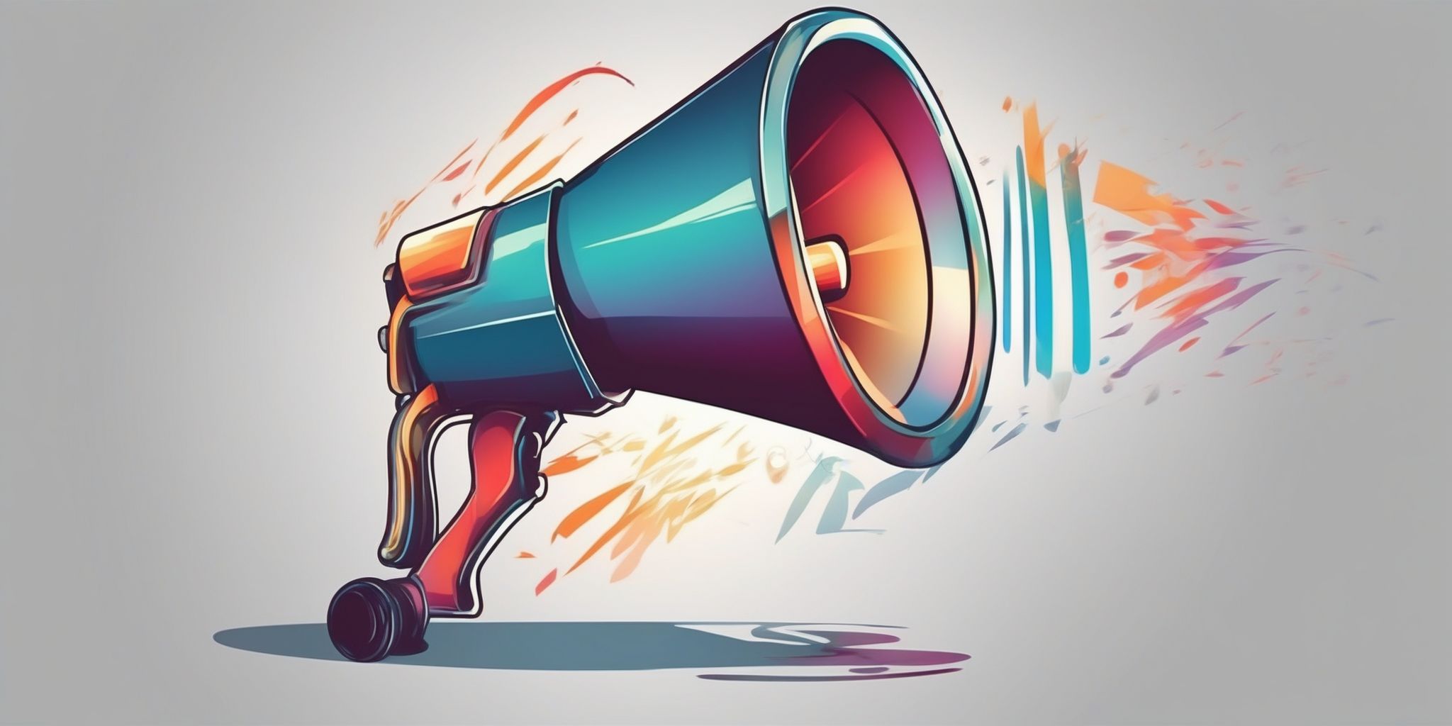 Megaphone in illustration style with gradients and white background