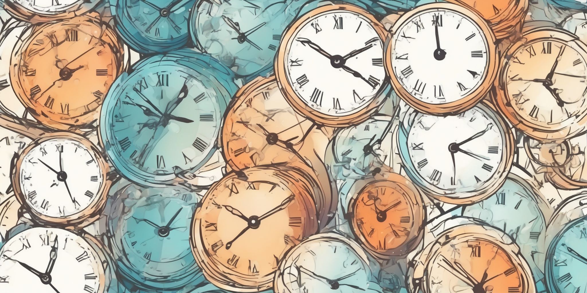 Clock in illustration style with gradients and white background