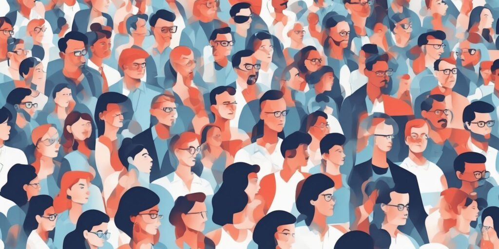Audience targeting in illustration style with gradients and white background