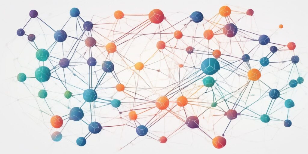 Connections in illustration style with gradients and white background