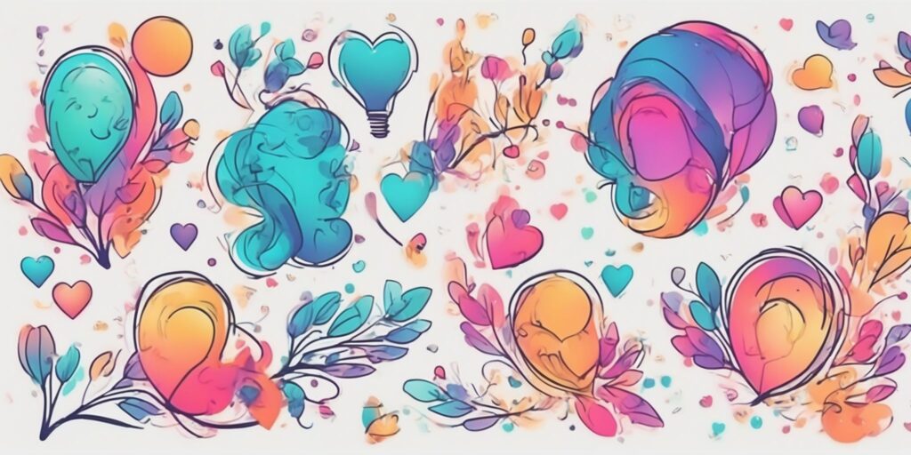 Likes in illustration style with gradients and white background