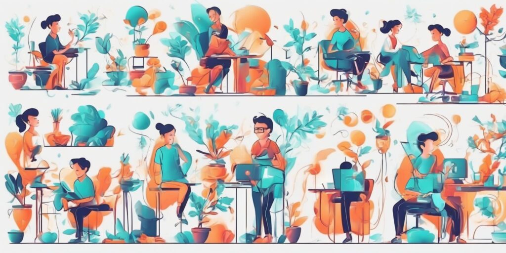 successful in illustration style with gradients and white background