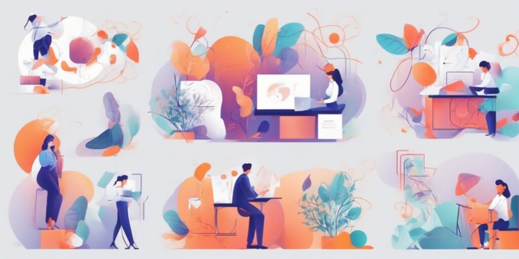 Errors in illustration style with gradients and white background