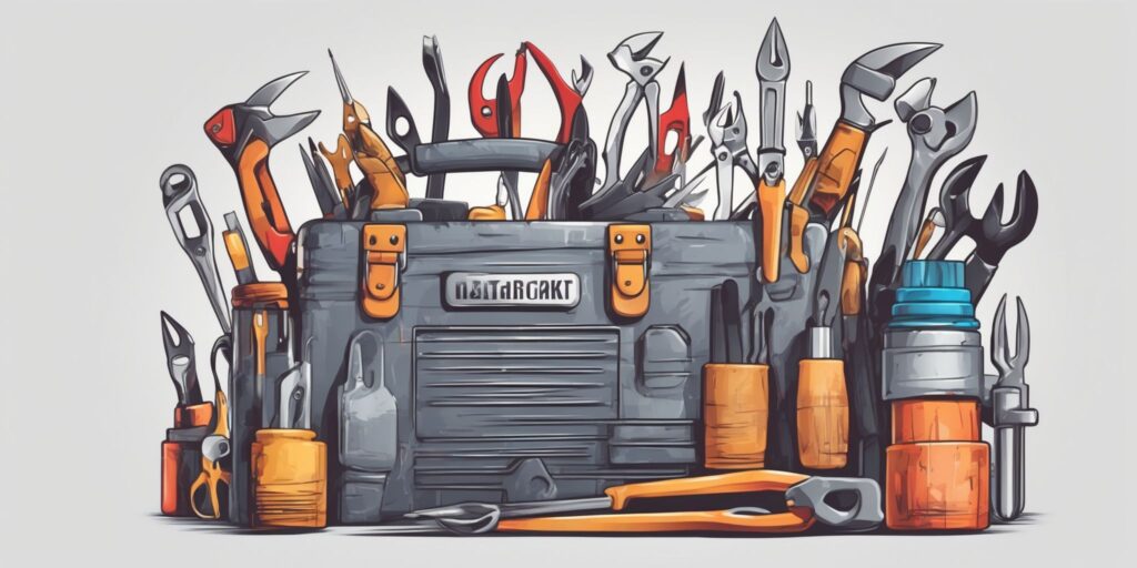 Hacks: Toolkit in illustration style with gradients and white background