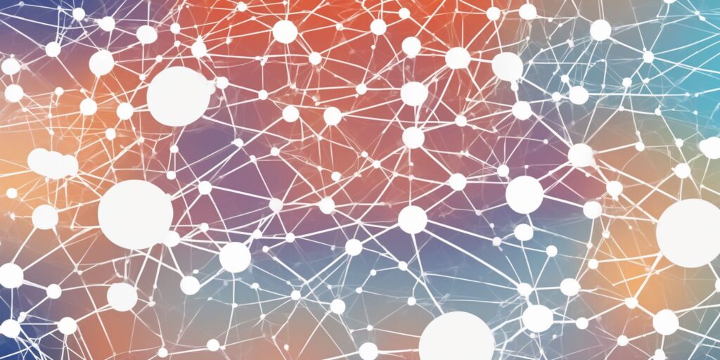 Network in illustration style with gradients and white background