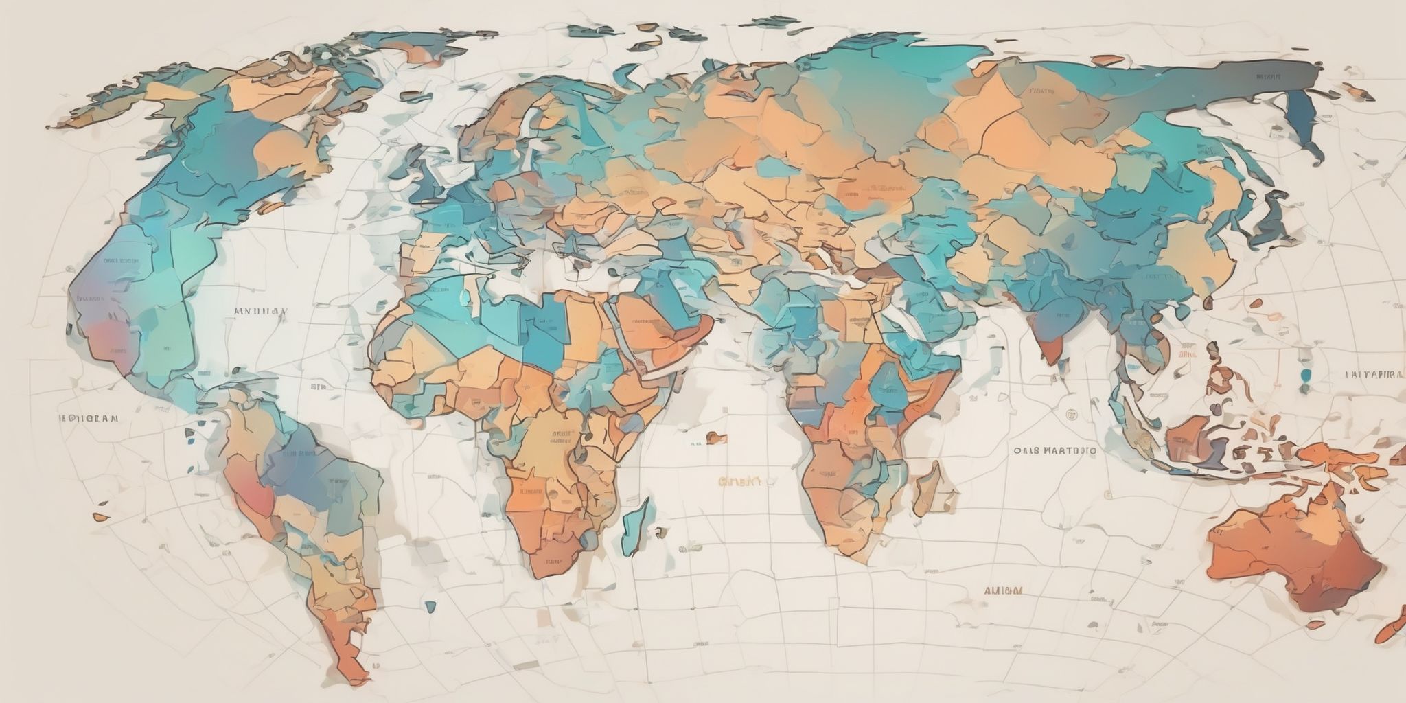 Map in illustration style with gradients and white background