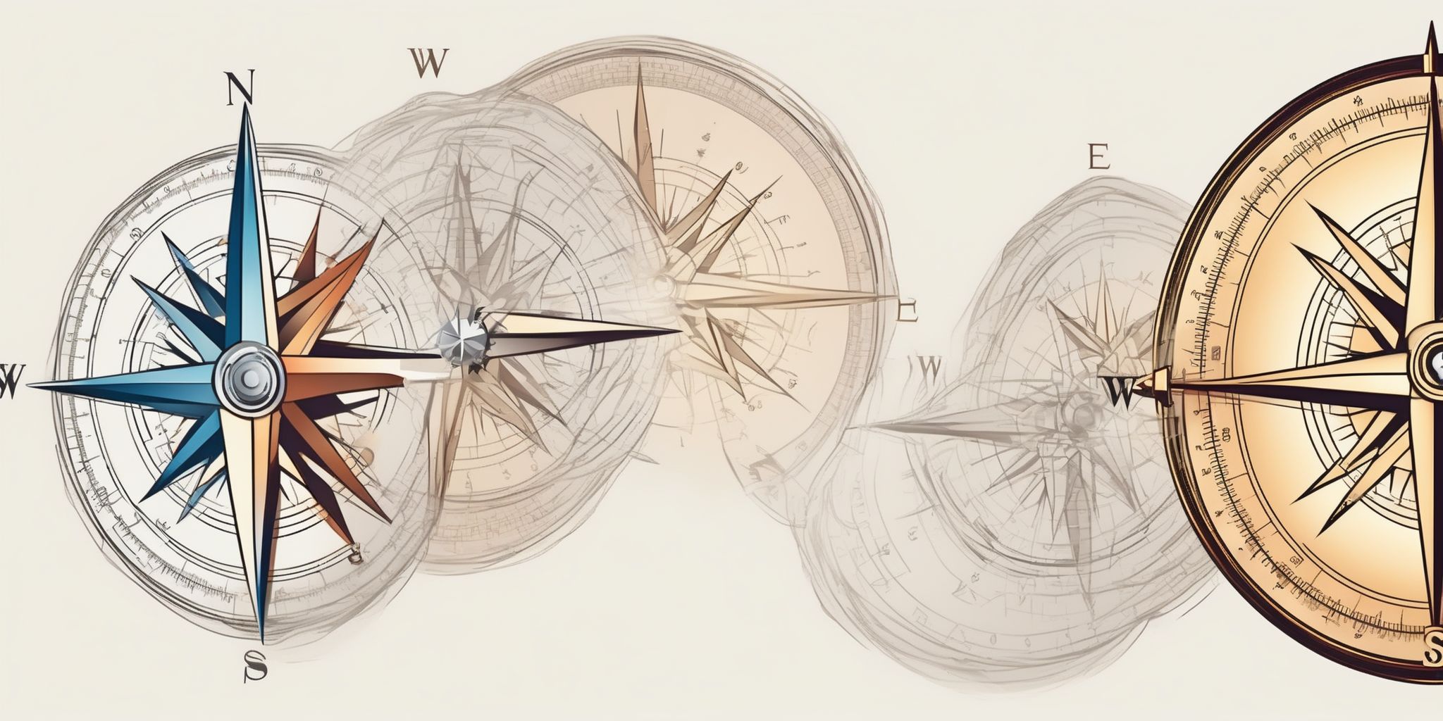 compass in illustration style with gradients and white background