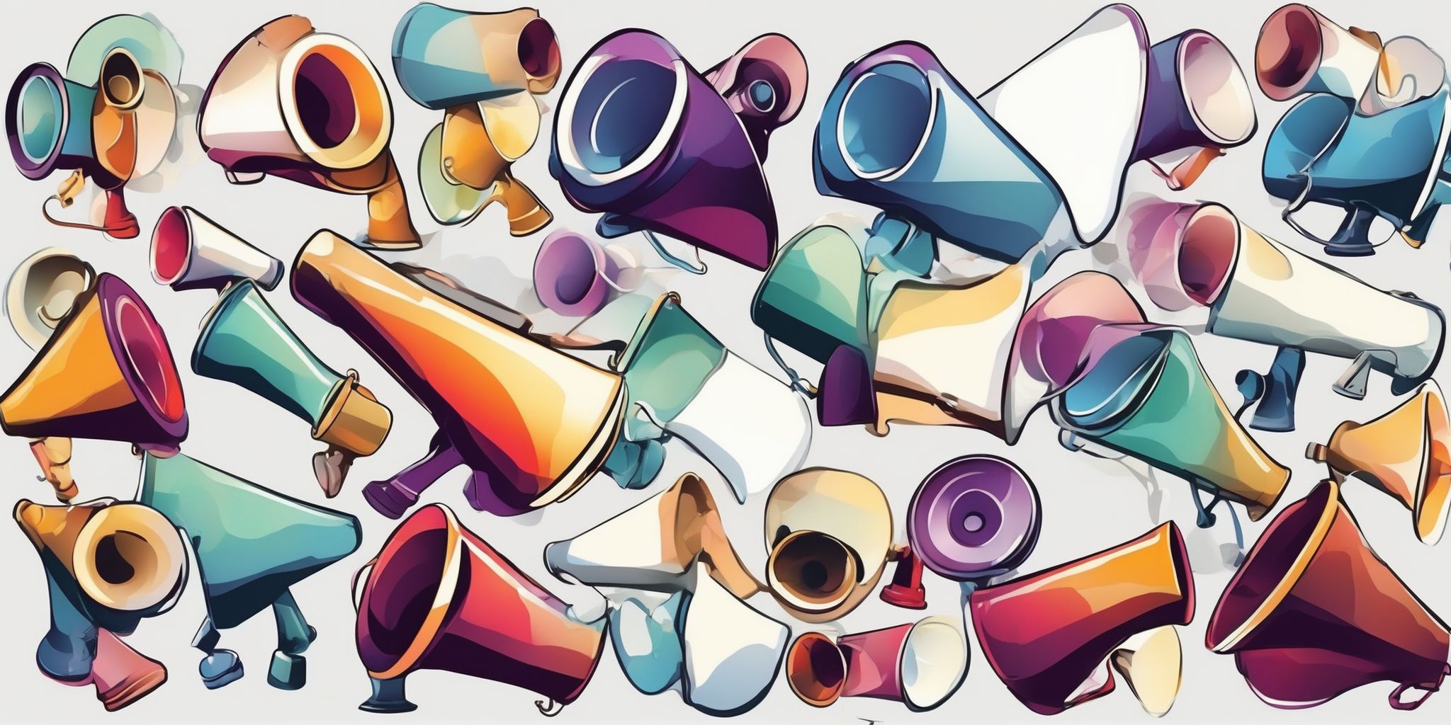 Megaphone in illustration style with gradients and white background